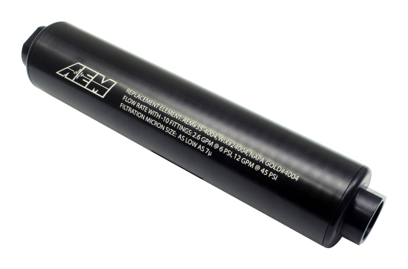 AEM 25-201BK for Universal High Flow -10 AN Inline Black Fuel Filter