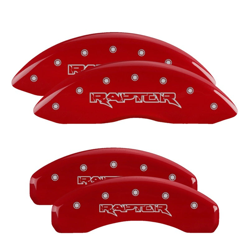 MGP 4 10219SRPTRD for Caliper Covers Engraved Front &amp; Rear Raptor Red finish silver ch