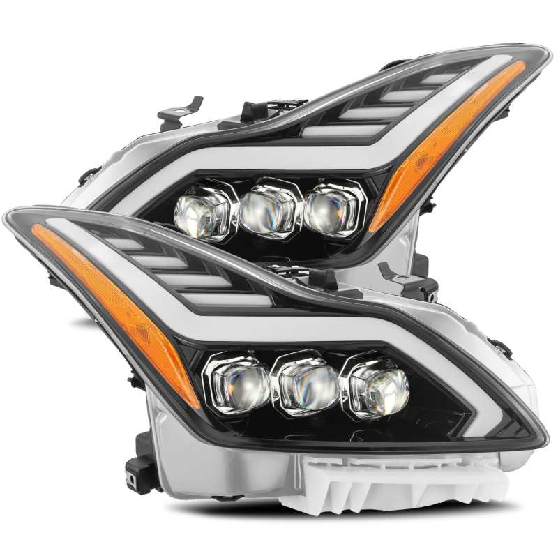 AlphaRex 08-13 Infiniti G37 NOVA LED Projector Headlights Plank Style Design Gloss Black