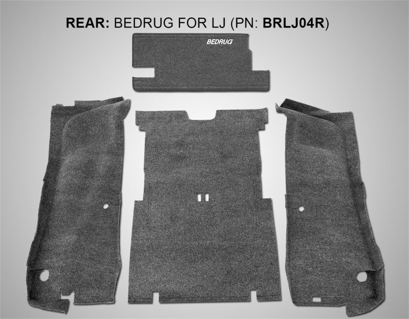 BedRug 03-06 BRLJ04R for Jeep LJ Unlimited Rear 4pc Cargo Kit (Incl Tailgate &amp; Tub