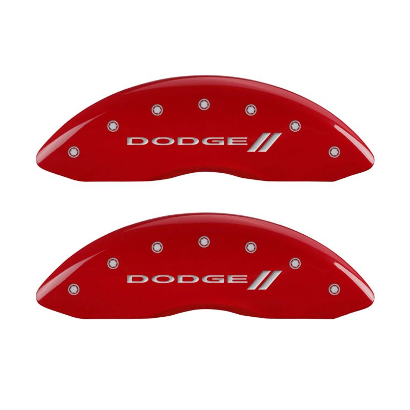 MGP 4 12181SDD3RD for Caliper Covers Engraved Front &amp; Rear With stripes/Dodge Red finish silver