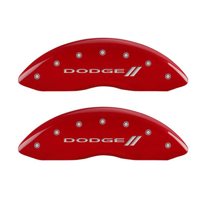 MGP 4 12181SDD3RD for Caliper Covers Engraved Front &amp; Rear With stripes/Dodge Red finish silver