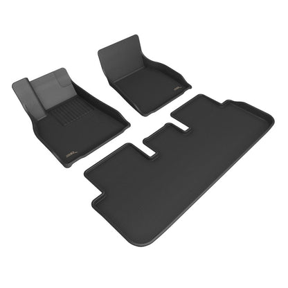 3D MAXpider L1TL03801509 for 21-22 Tesla Model S Kagu 1st &amp; 2nd Row Floormats-Black