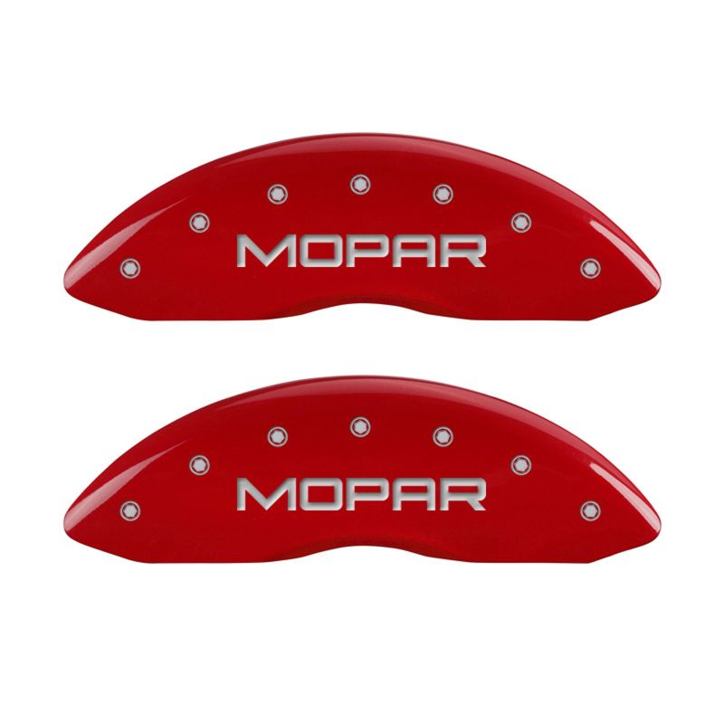 MGP 4 12162SMOPRD for Caliper Covers Engraved Front &amp; Rear MOPAR Red finish silver ch (mt2) x 5.5in T (Inv) x 7