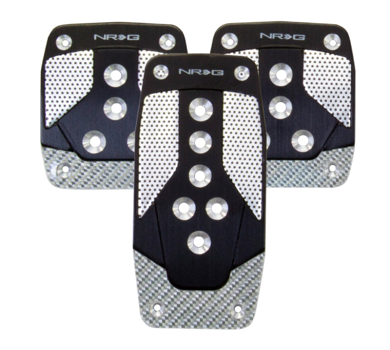 NRG Aluminum PDL-400BK for Sport Pedal M/T - Black w/Silver Carbon Matte Black Wh