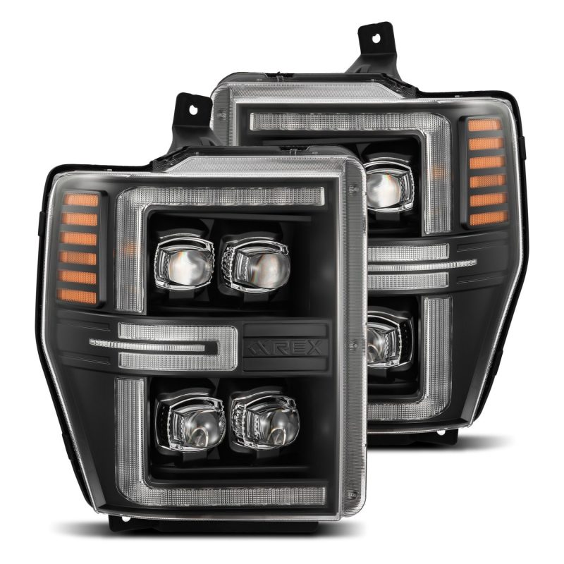 AlphaRex 08-10 Ford F250-550 NOVA-Series LED Projector Headlights Black w/Activ Light/Seq Signal