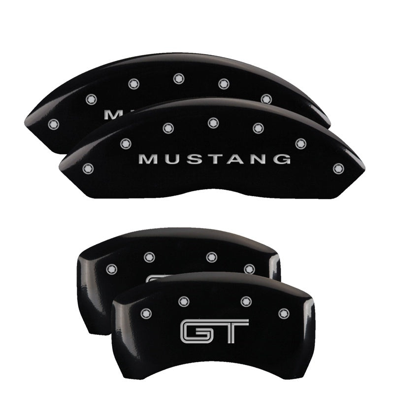 MGP 4 10197SMG2BK for Caliper Covers Engraved Front Mustang Engraved Rear S197/GT Black finish silver