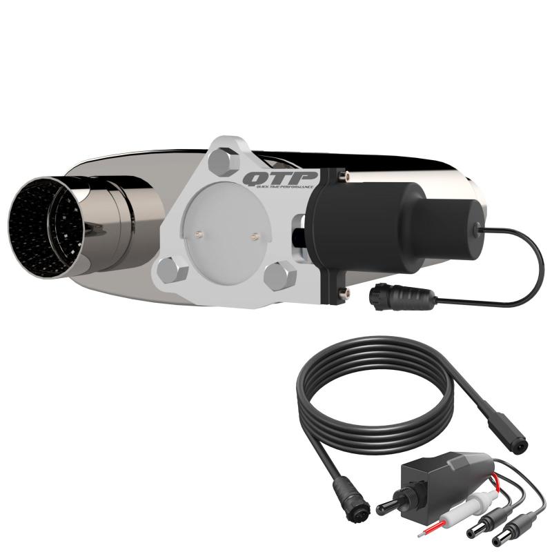 QTP 3in 13301C for Weld-On 304SS Reverse Screamer Muffler w/Bolt-On QTEC Electric Cutout