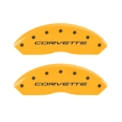 MGP 4 13007SCV5YL for Caliper Covers Engraved Front &amp; Rear C5/Corvette Yellow finish black ch x 9H