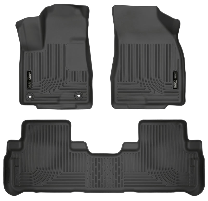 Husky Liners 99601 for 14 Toyota Highlander Weatherbeater Black Front &amp; 2nd Seat Floor Liners