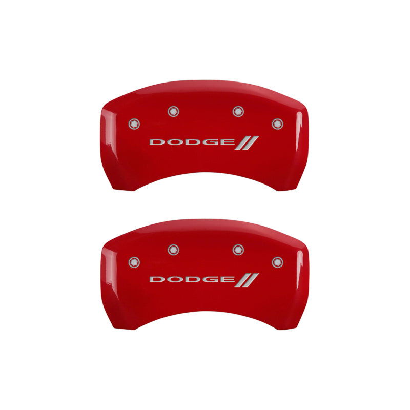 MGP 4 12181SDD3RD for Caliper Covers Engraved Front &amp; Rear With stripes/Dodge Red finish silver