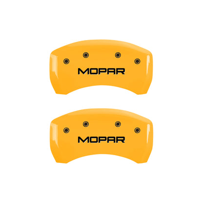 MGP 4 12162SMOPYL for Caliper Covers Engraved Front &amp; Rear MOPAR Yellow finish black