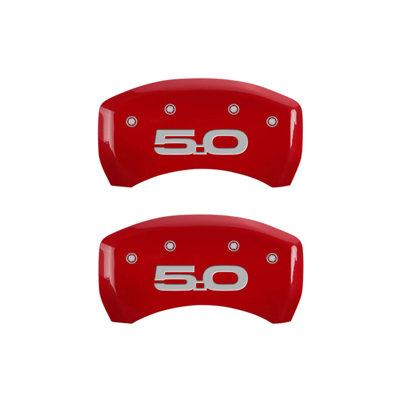 MGP 4 10200SM52RD for Caliper Covers Engraved Front 2015/Mustang Engraved Rear 2015/50 Red finish sil