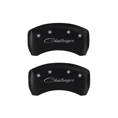 MGP 4 12181SCLSRD for Caliper Covers Engraved Front &amp; Rear Cursive/Challenger Red finish silver ch x 9H