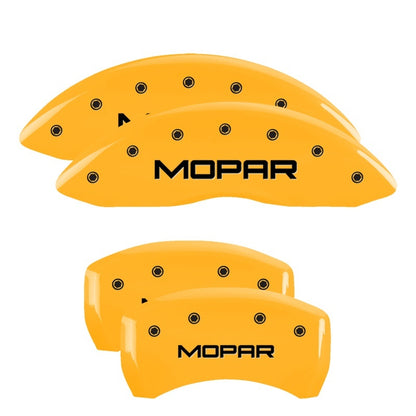 MGP 4 12162SMOPYL for Caliper Covers Engraved Front &amp; Rear MOPAR Yellow finish black