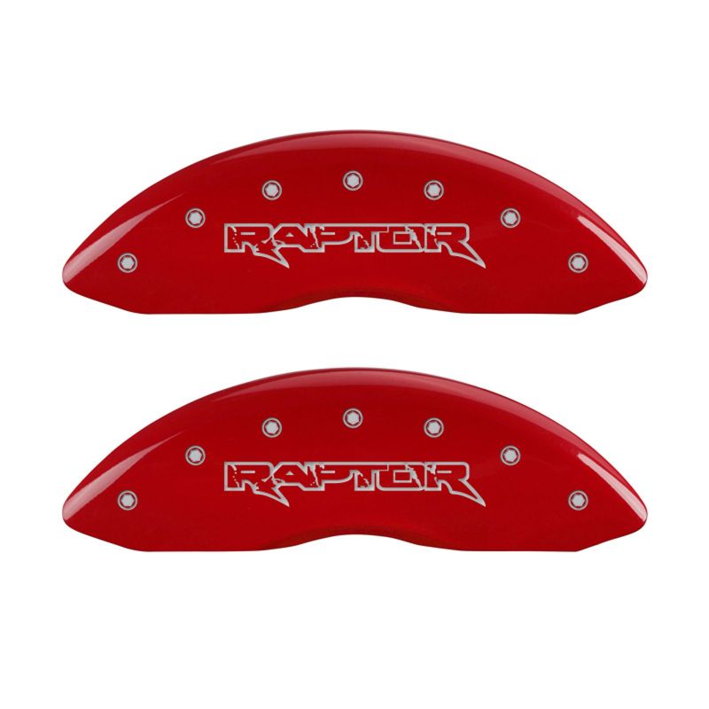 MGP 4 10219SRPTRD for Caliper Covers Engraved Front &amp; Rear Raptor Red finish silver ch