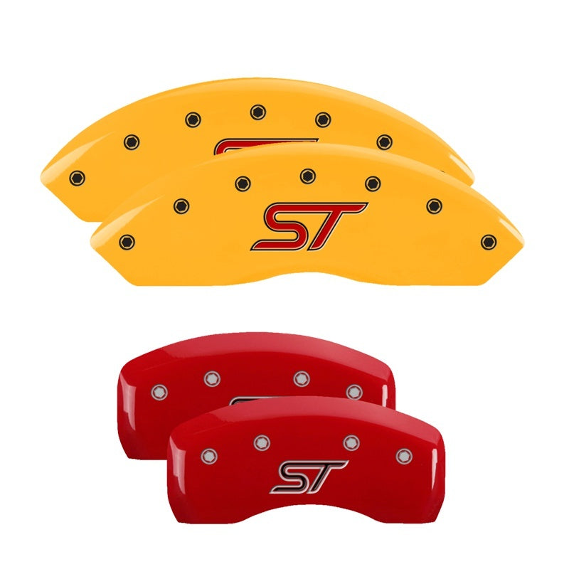 MGP 4 10252SSTORD for Caliper Covers Engraved Front &amp; Rear ST Logo Red Finish Silver