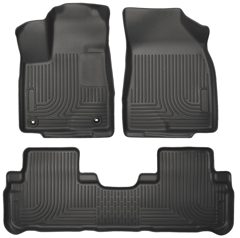 Husky Liners 99601 for 14 Toyota Highlander Weatherbeater Black Front &amp; 2nd Seat Floor Liners