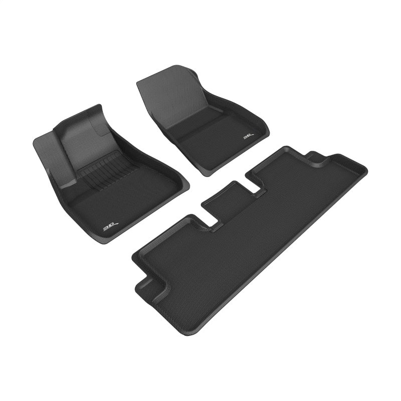 3D MAXpider L1TL02601509 for 20-22 Tesla Model 3 Front/Rear Row Floormats-Black