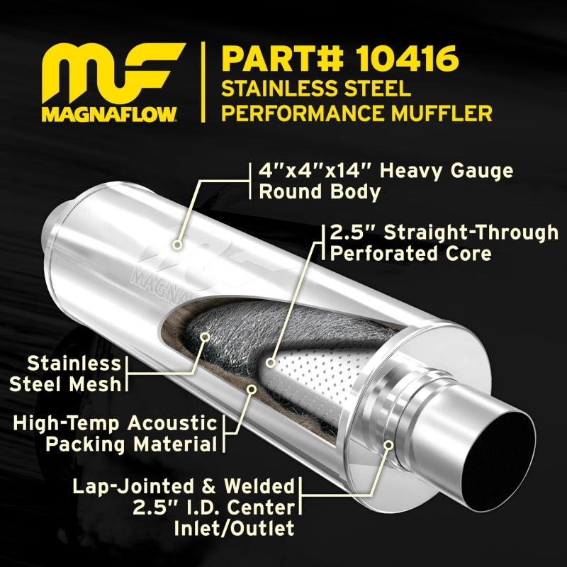 MagnaFlow 10416 for Muffler Mag SS 14X4X4 2.5X2.5