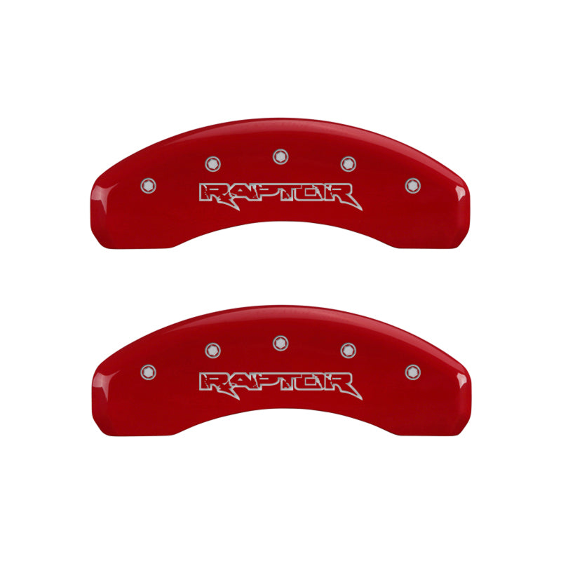 MGP 4 10219SRPTRD for Caliper Covers Engraved Front &amp; Rear Raptor Red finish silver ch