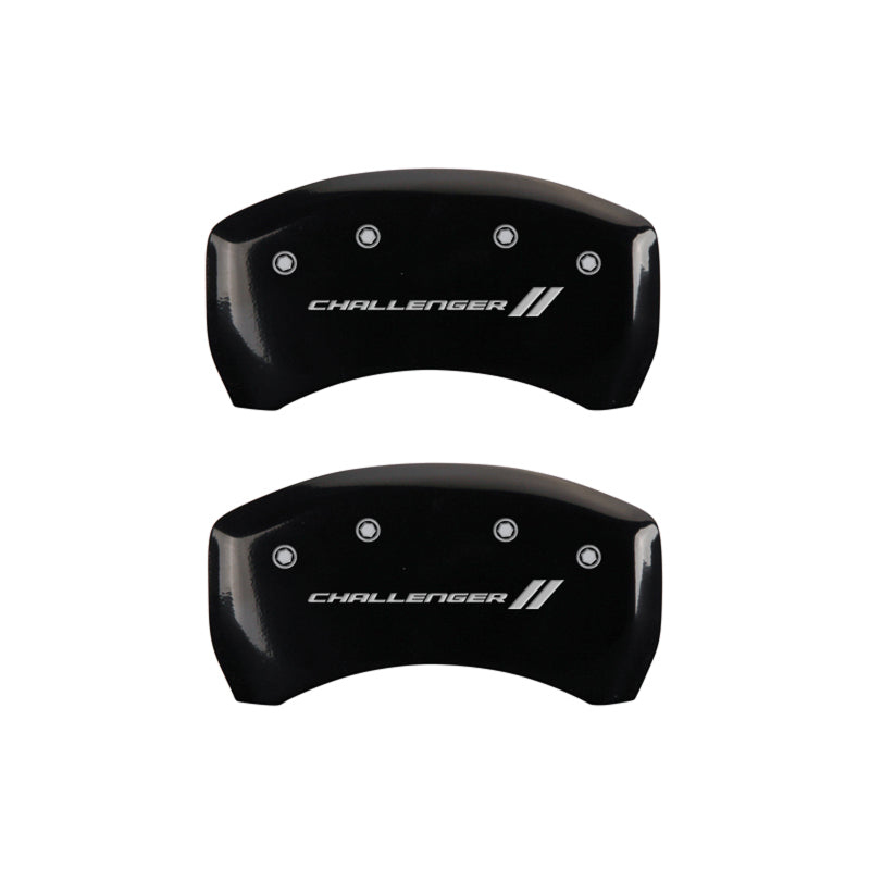 MGP 4 12162SCL1BK for Caliper Covers Engraved Front &amp; Rear With stripes/Challenger Black finish silve Deg) Elbow Reducing