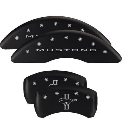 MGP 4 10202SMB2BK for Caliper Covers Engraved Front 2015/Mustang Engraved Rear 2015/Bar &amp; Pony Black