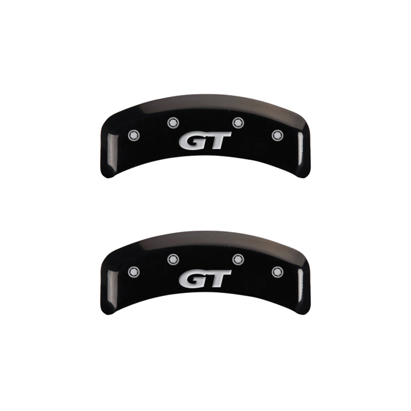 MGP 4 10095SMG1BK for Caliper Covers Engraved Front Mustang Engraved Rear SN95/GT Black finish silver