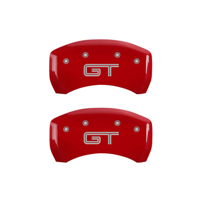 MGP 4 10197SMG2RD for Caliper Covers Engraved Front Mustang Engraved Rear S197/GT Red finish silver